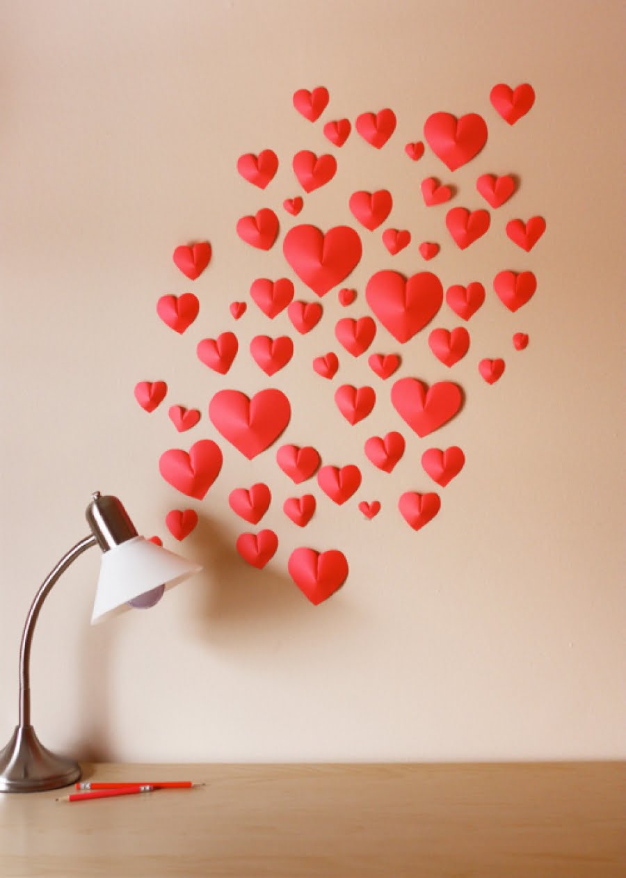 Cómo hacer corazones con volumen para decorar la pared - Dale Detalles