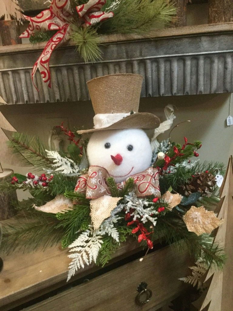 Centros de mesa navideños con muñeco de nieve