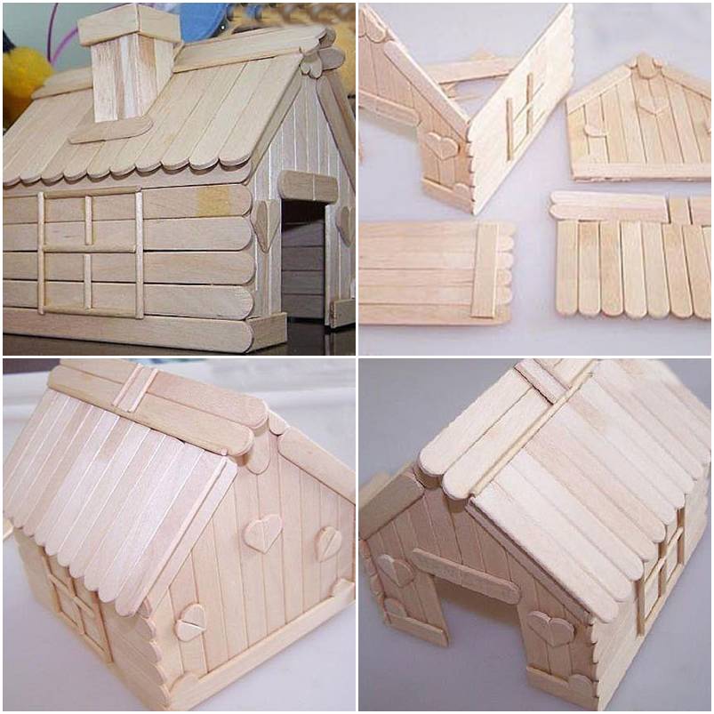 casitas con palitos de madera