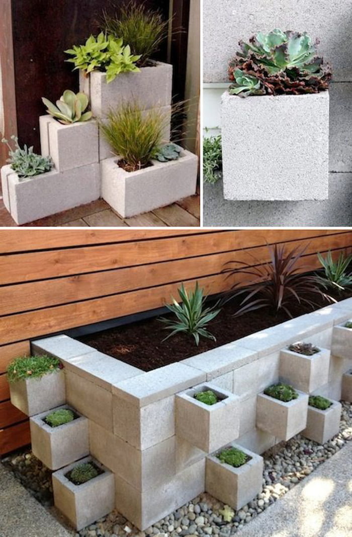 30 ideas para decorar el jardín con bloques de cemento Dale Detalles