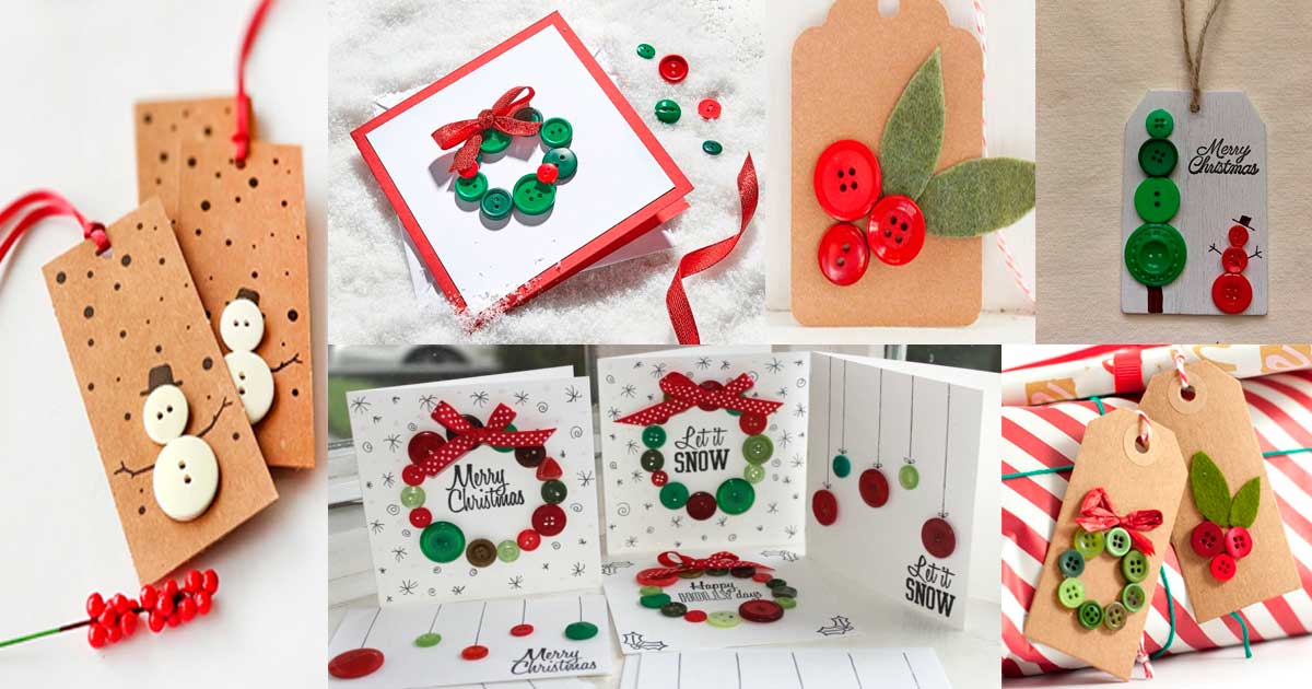 desfile descanso Consumir 25 ideas geniales de tarjetas navideñas con botones - Dale Detalles