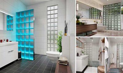 30 ideas para separar la ducha con bloques de vidrio