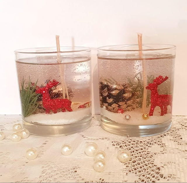 velas navideñas con agua y aceite