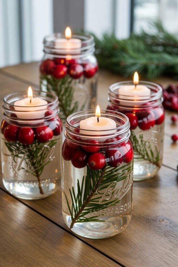 velas navideñas con agua y aceite